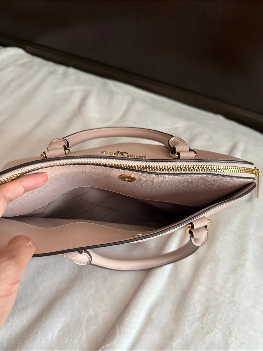 Michael Kors Pale Pink Dome Satchel with Gold Hardware